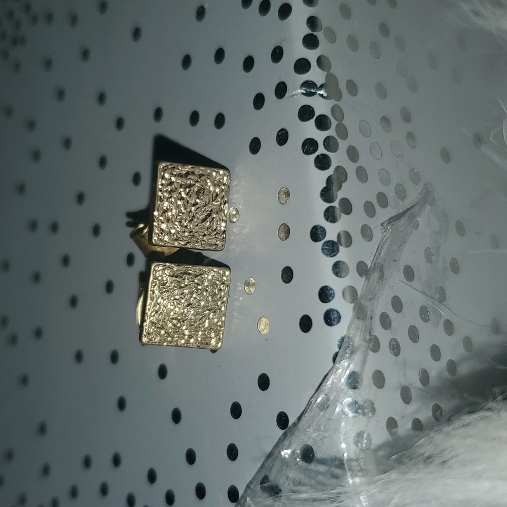 ~~Gold Textured Square Stud Earrings – Minimalist Style~~